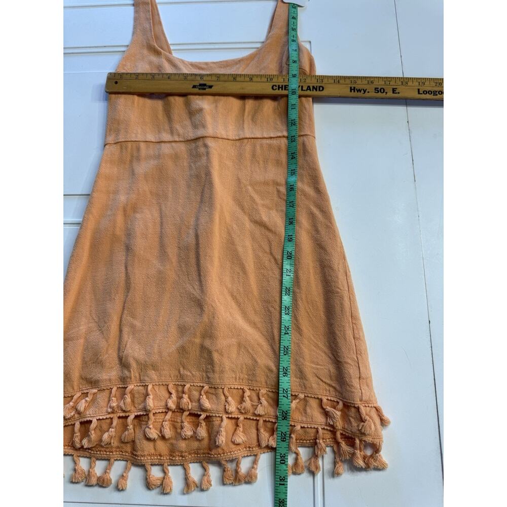 Lulus Feel the Sunshine Orange Linen Blend Tassel Mini Dress Size Small - Picture 5 of 6